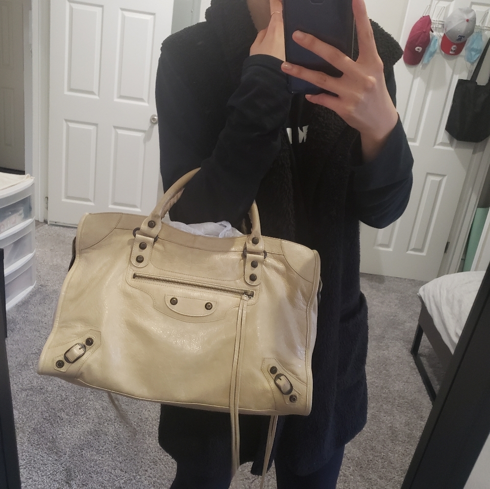 Balenciaga | City Motorbag Satchel Beige